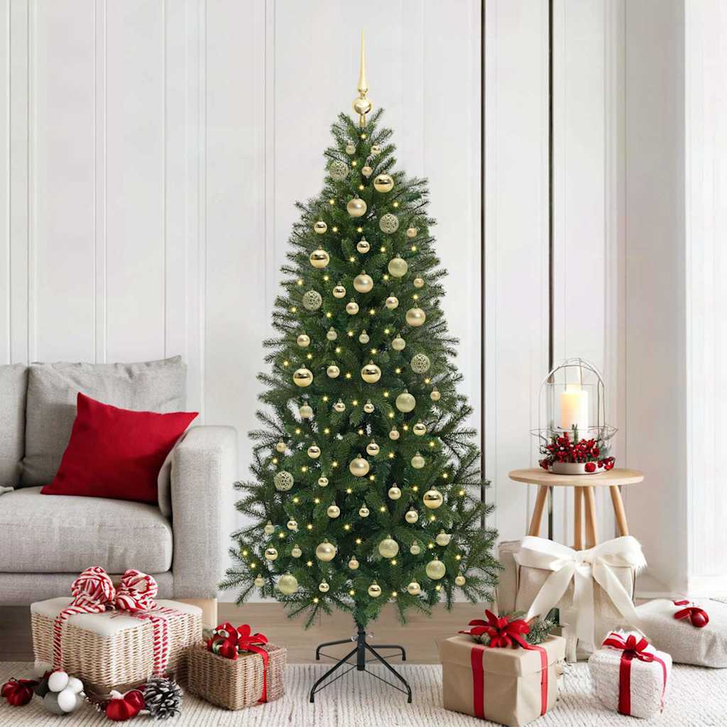 Kunstig juletre med 300 LED med stativ grønn 180 cm PE og PVC