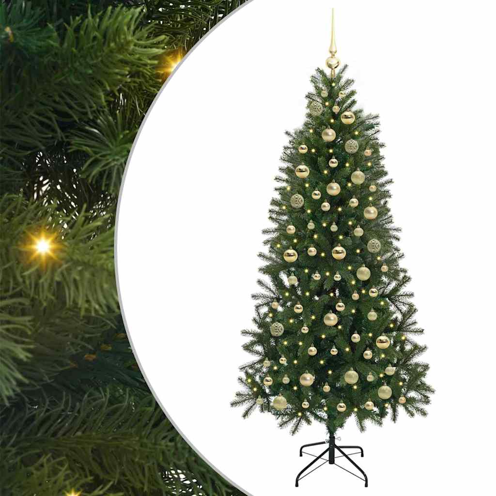 Kunstig juletre med 300 LED med stativ grønn 180 cm PE og PVC