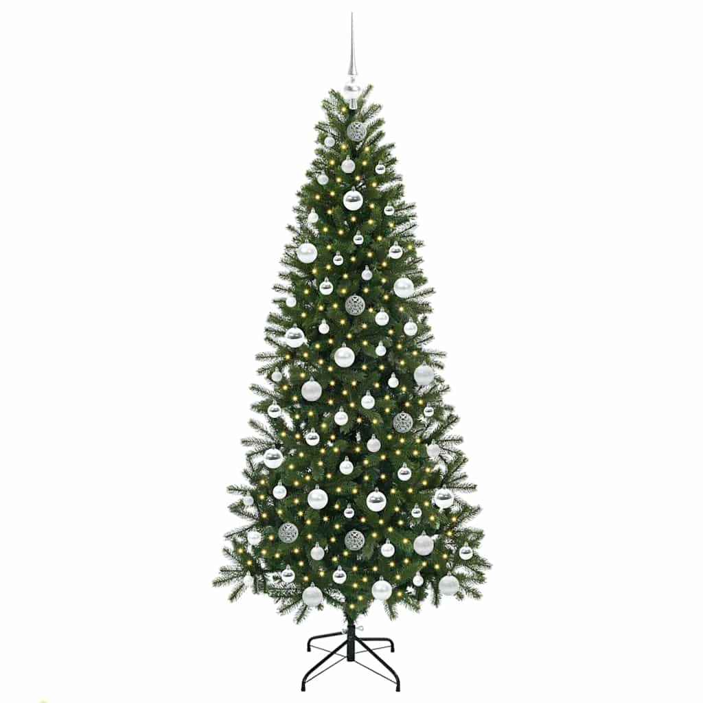 Kunstig juletre med 300 LED med stativ grønn 180 cm PE og PVC