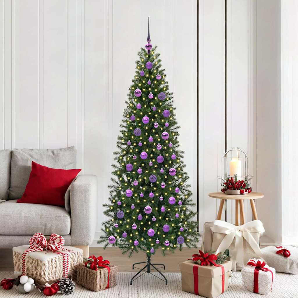 Kunstig juletre med 300 LED med stativ grønn 180 cm PE og PVC