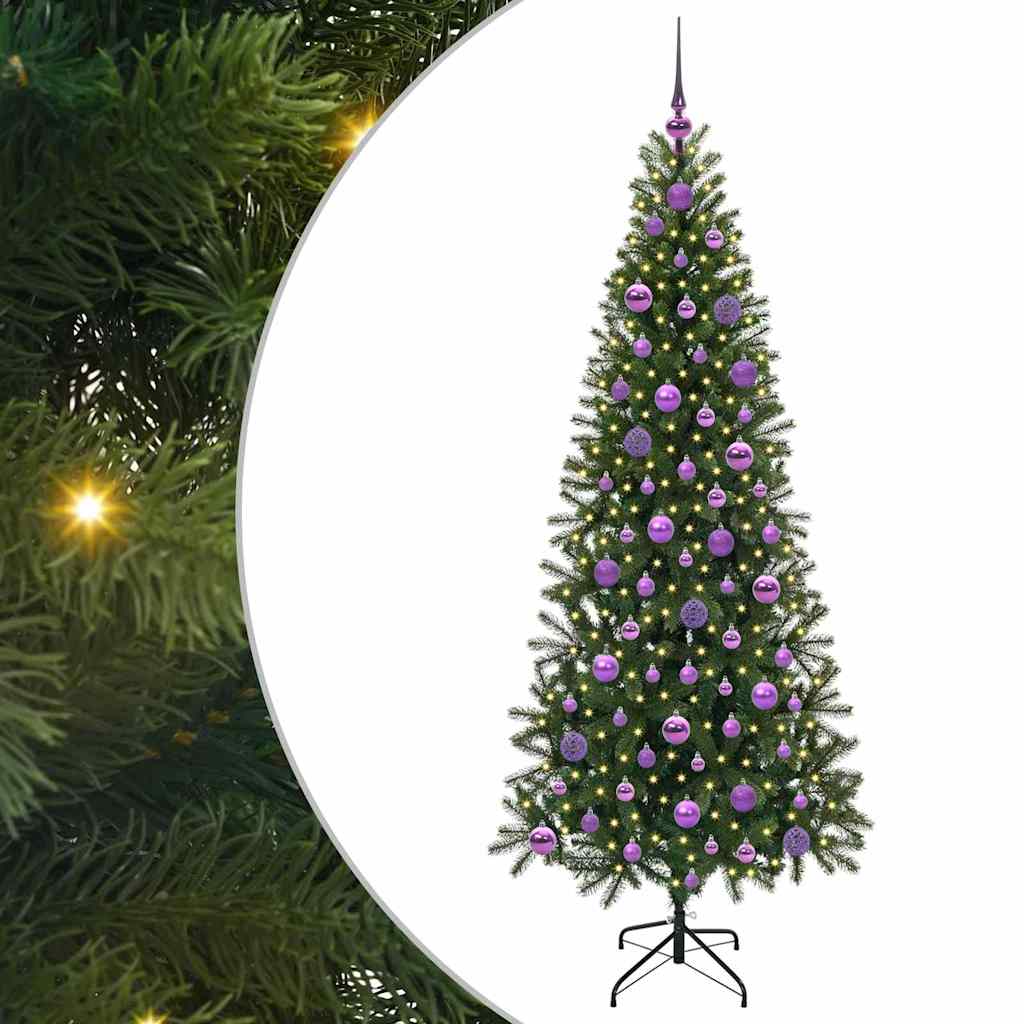 Kunstig juletre med 300 LED med stativ grønn 180 cm PE og PVC