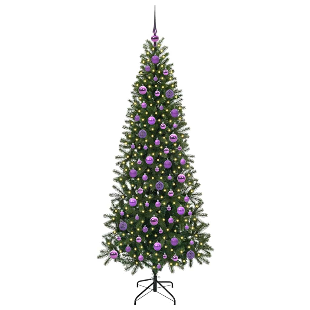 Kunstig juletre med 300 LED med stativ grønn 180 cm PE og PVC