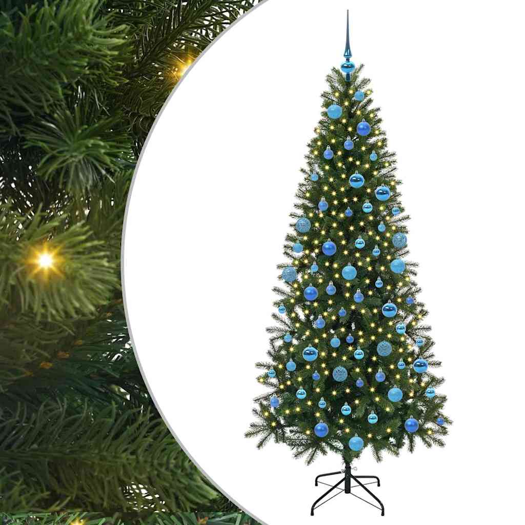 Kunstig juletre med 300 LED med stativ grønn 180 cm PE og PVC