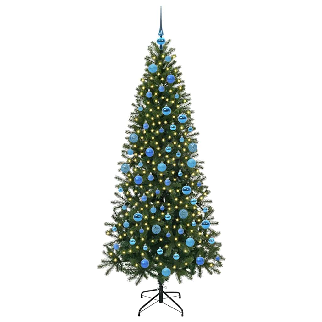 Kunstig juletre med 300 LED med stativ grønn 180 cm PE og PVC