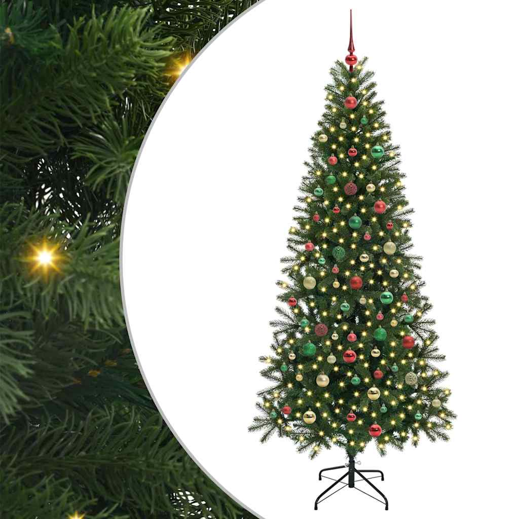 Kunstig juletre med 300 LED med stativ grønn 180 cm PE og PVC