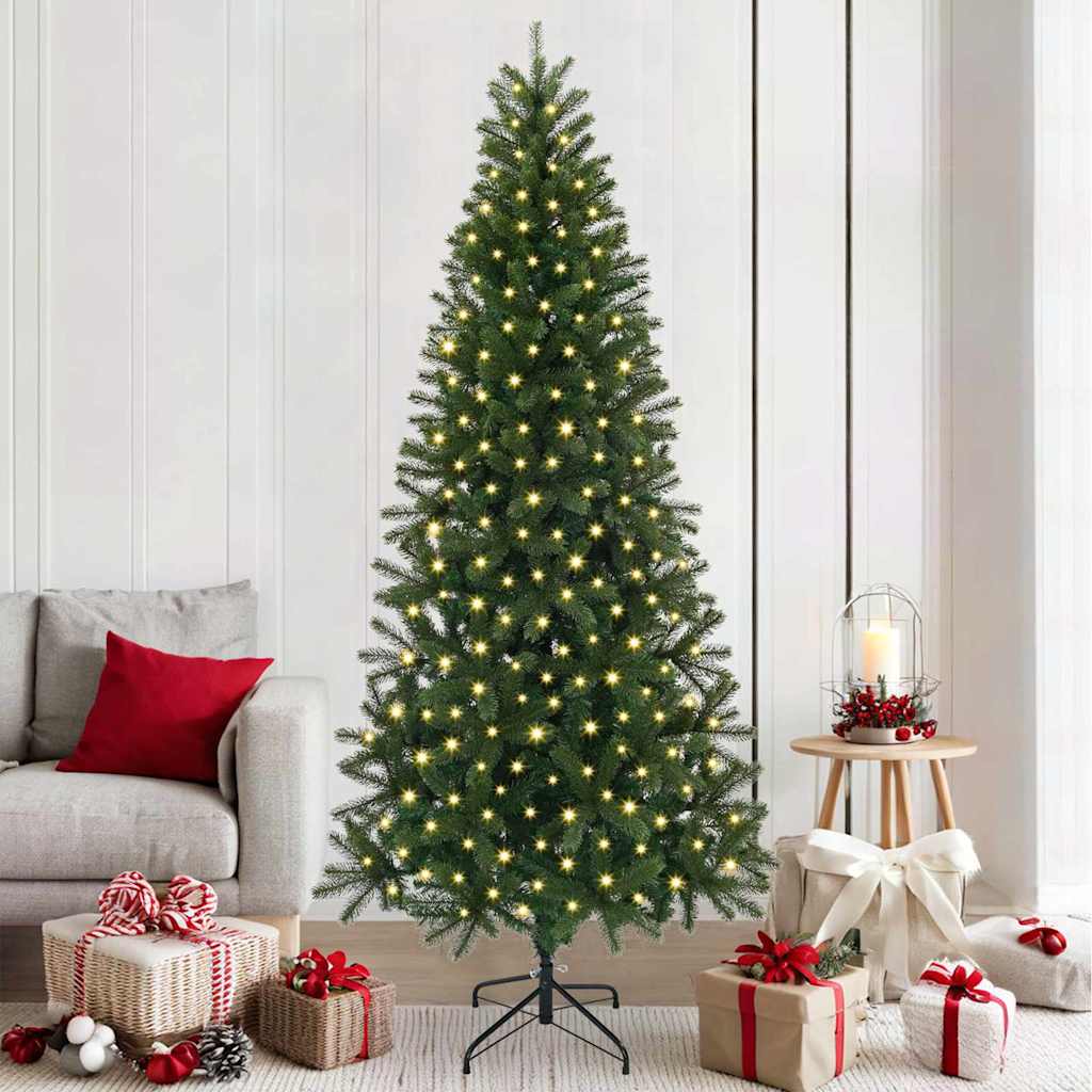 Kunstig juletre med 300 LED med stativ grønn 210 cm PE og PVC