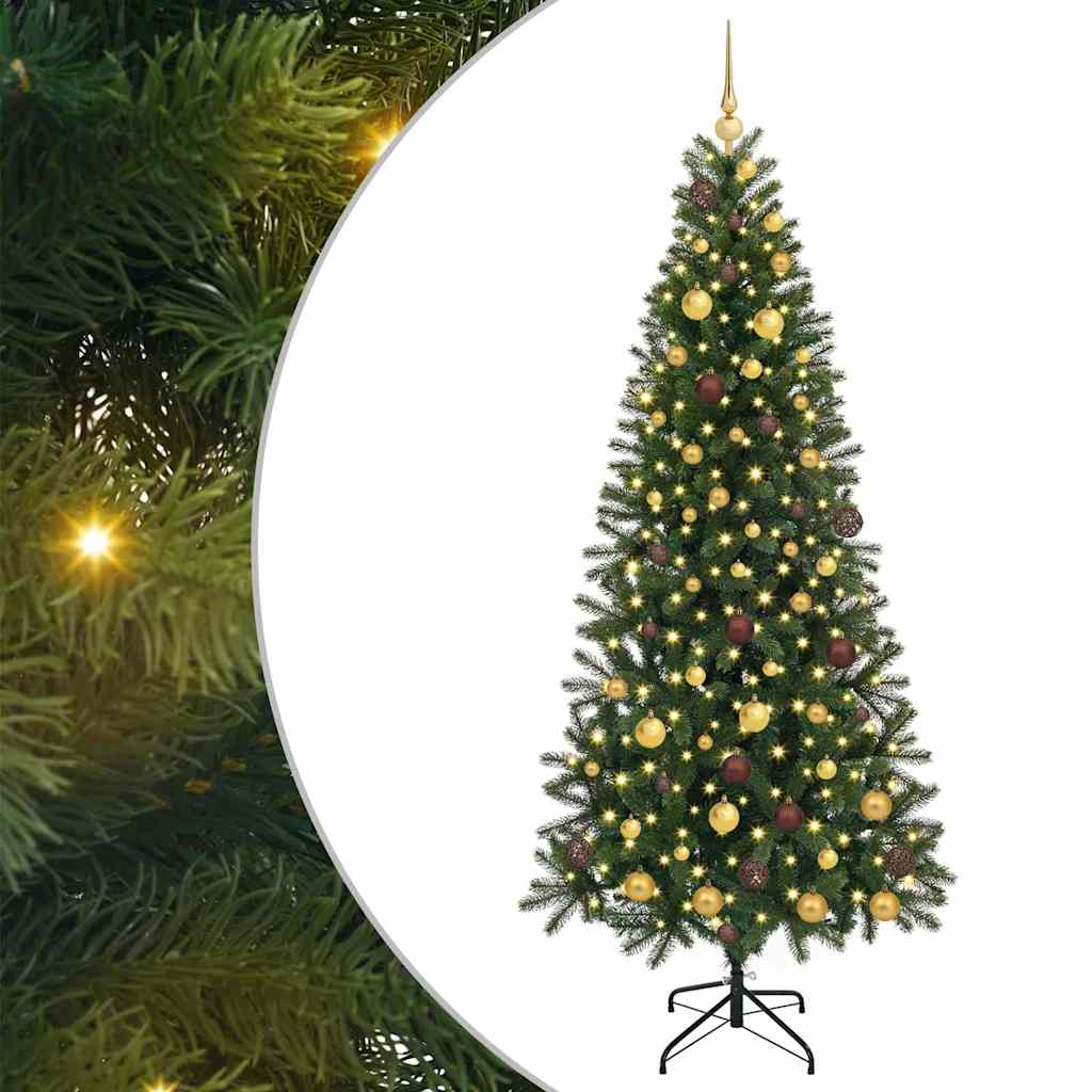 Kunstig juletre med 300 LED med stativ grønn 210 cm PE og PVC