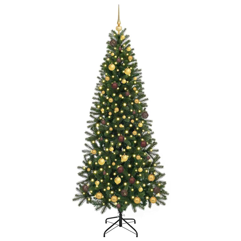 Kunstig juletre med 300 LED med stativ grønn 210 cm PE og PVC