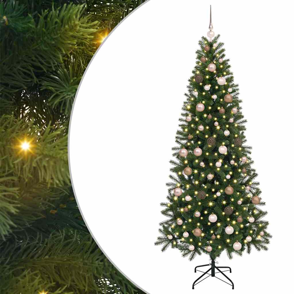 Kunstig juletre med 300 LED med stativ grønn 210 cm PE og PVC