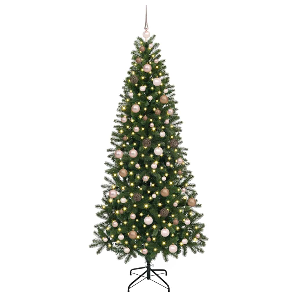 Kunstig juletre med 300 LED med stativ grønn 210 cm PE og PVC
