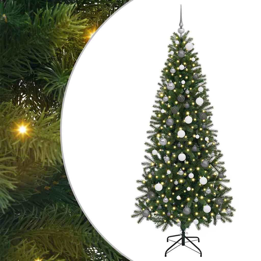 Kunstig juletre med 300 LED med stativ grønn 210 cm PE og PVC