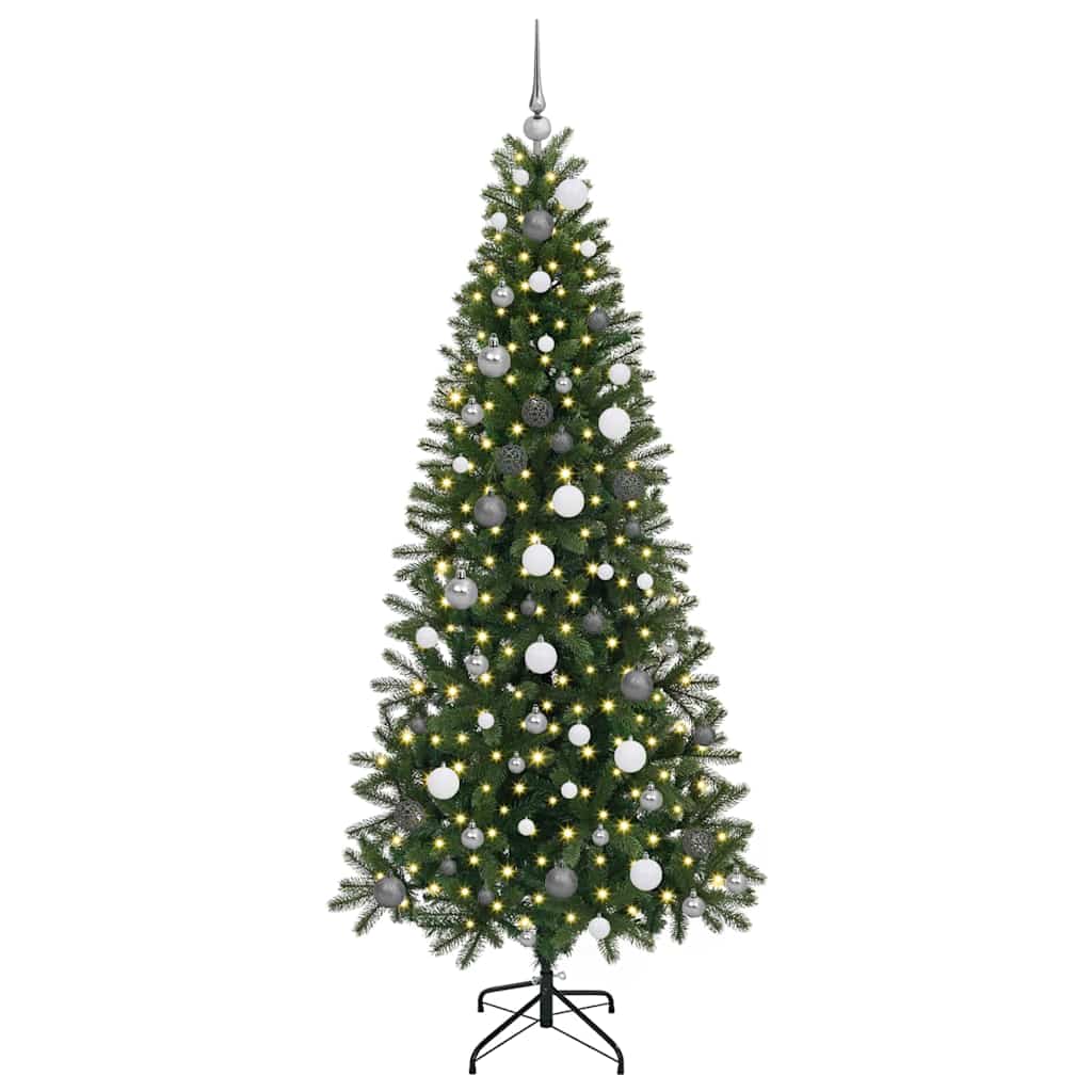 Kunstig juletre med 300 LED med stativ grønn 210 cm PE og PVC