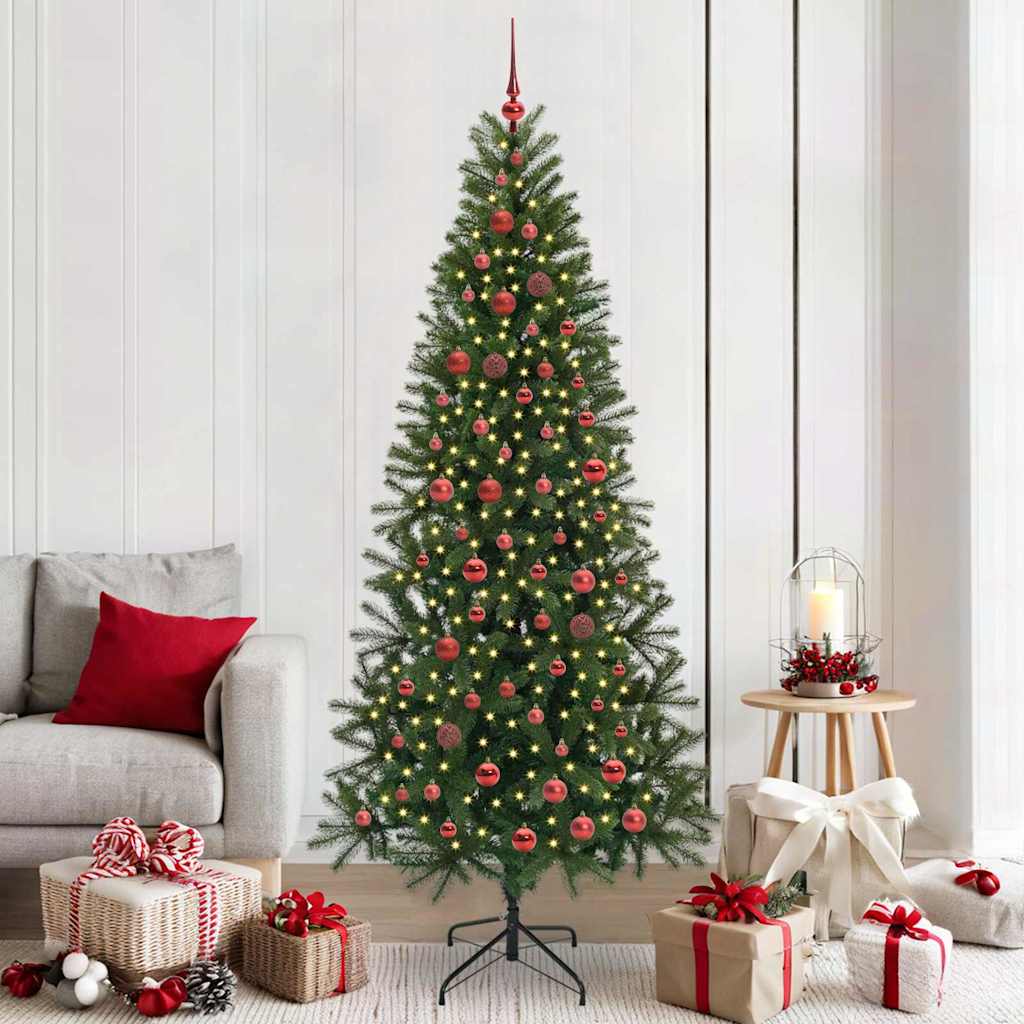 Kunstig juletre med 300 LED med stativ grønn 210 cm PE og PVC