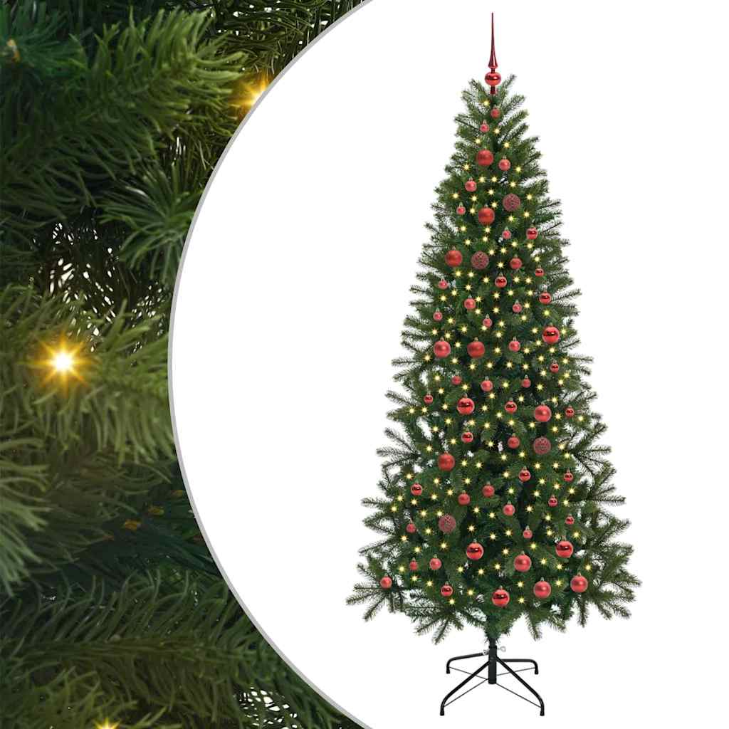 Kunstig juletre med 300 LED med stativ grønn 210 cm PE og PVC