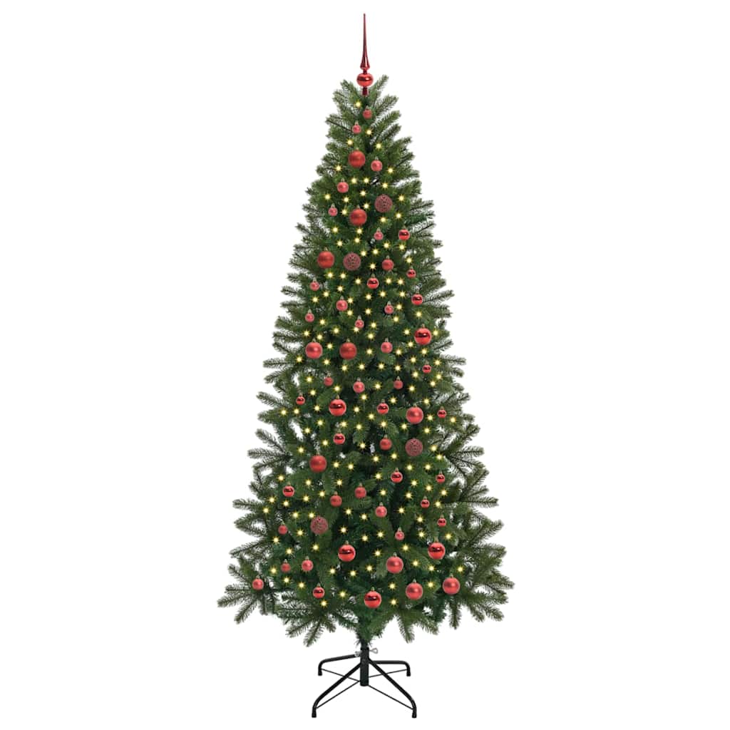Kunstig juletre med 300 LED med stativ grønn 210 cm PE og PVC