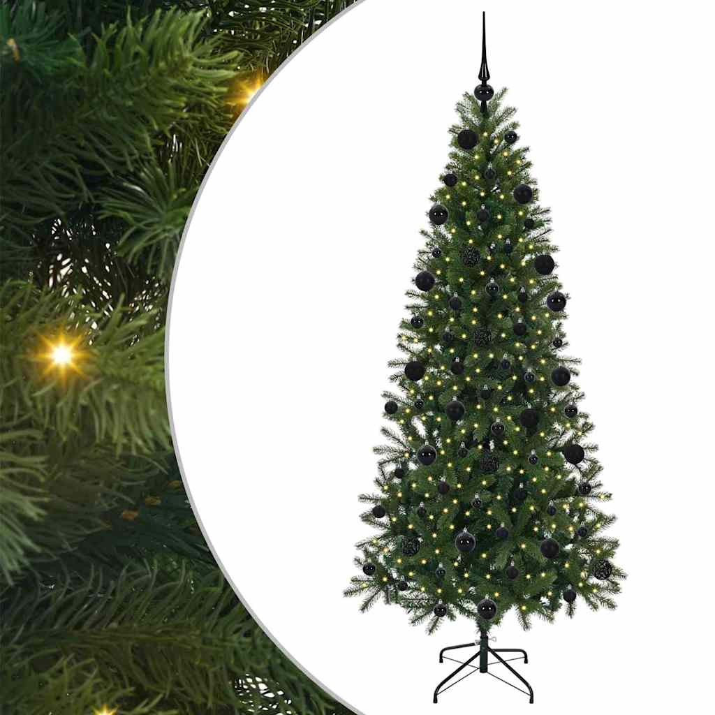 Kunstig juletre med 300 LED med stativ grønn 210 cm PE og PVC