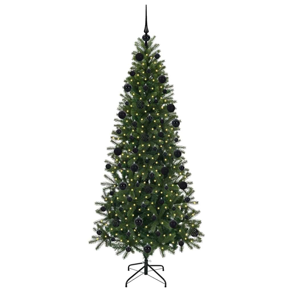 Kunstig juletre med 300 LED med stativ grønn 210 cm PE og PVC