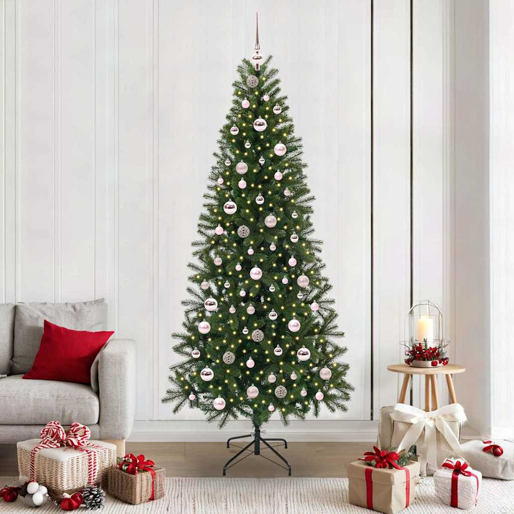 Kunstig juletre med 300 LED med stativ grønn 210 cm PE og PVC