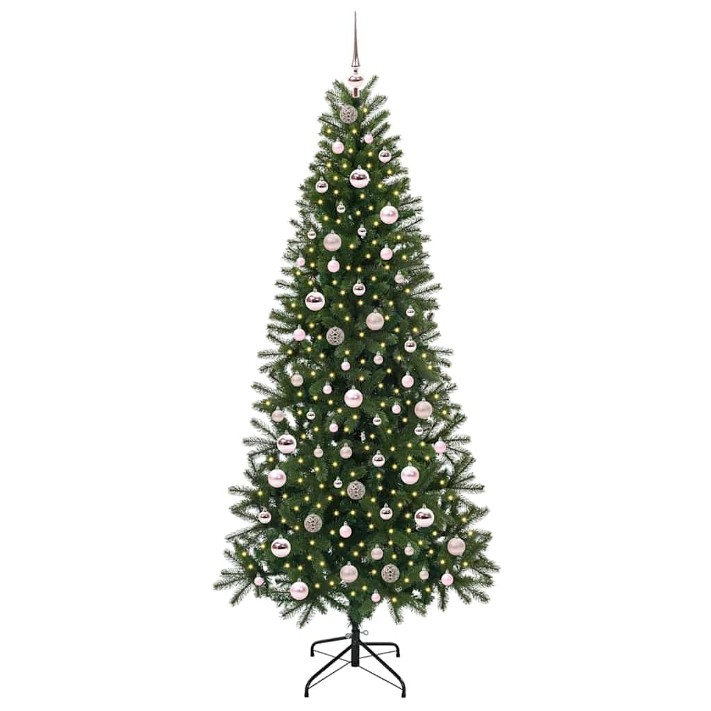 Kunstig juletre med 300 LED med stativ grønn 210 cm PE og PVC