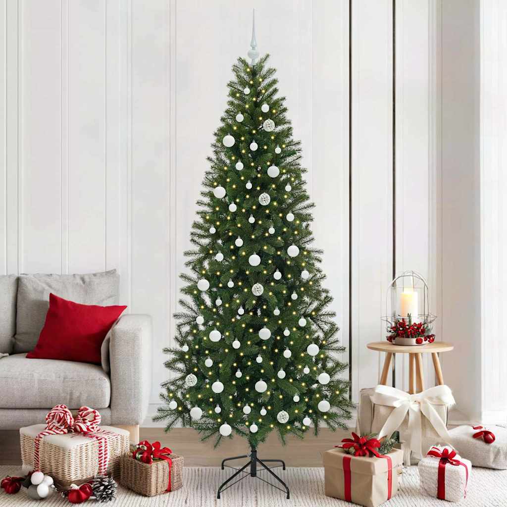 Kunstig juletre med 300 LED med stativ grønn 210 cm PE og PVC