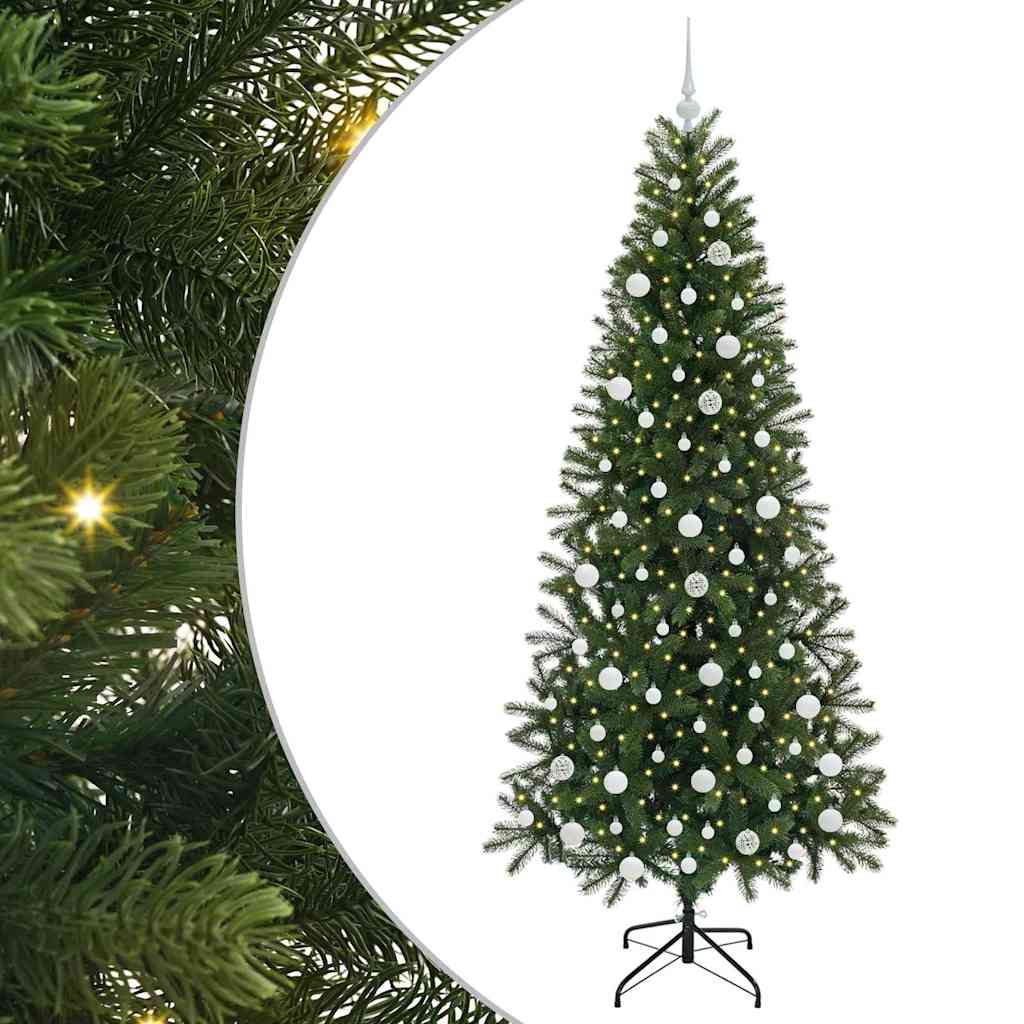 Kunstig juletre med 300 LED med stativ grønn 210 cm PE og PVC