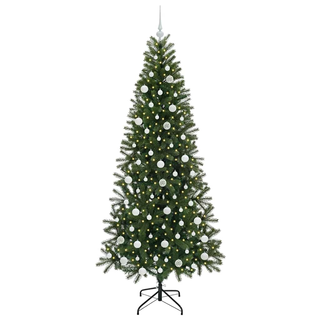 Kunstig juletre med 300 LED med stativ grønn 210 cm PE og PVC