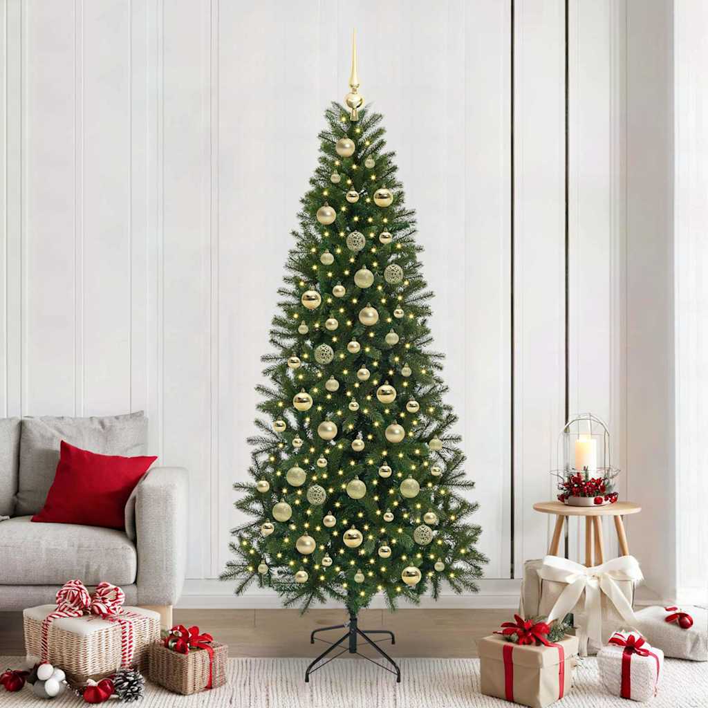 Kunstig juletre med 300 LED med stativ grønn 210 cm PE og PVC