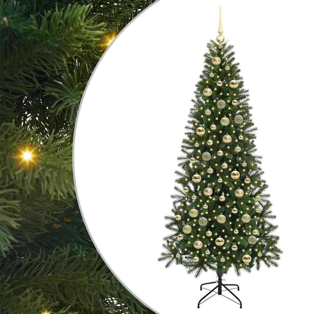 Kunstig juletre med 300 LED med stativ grønn 210 cm PE og PVC