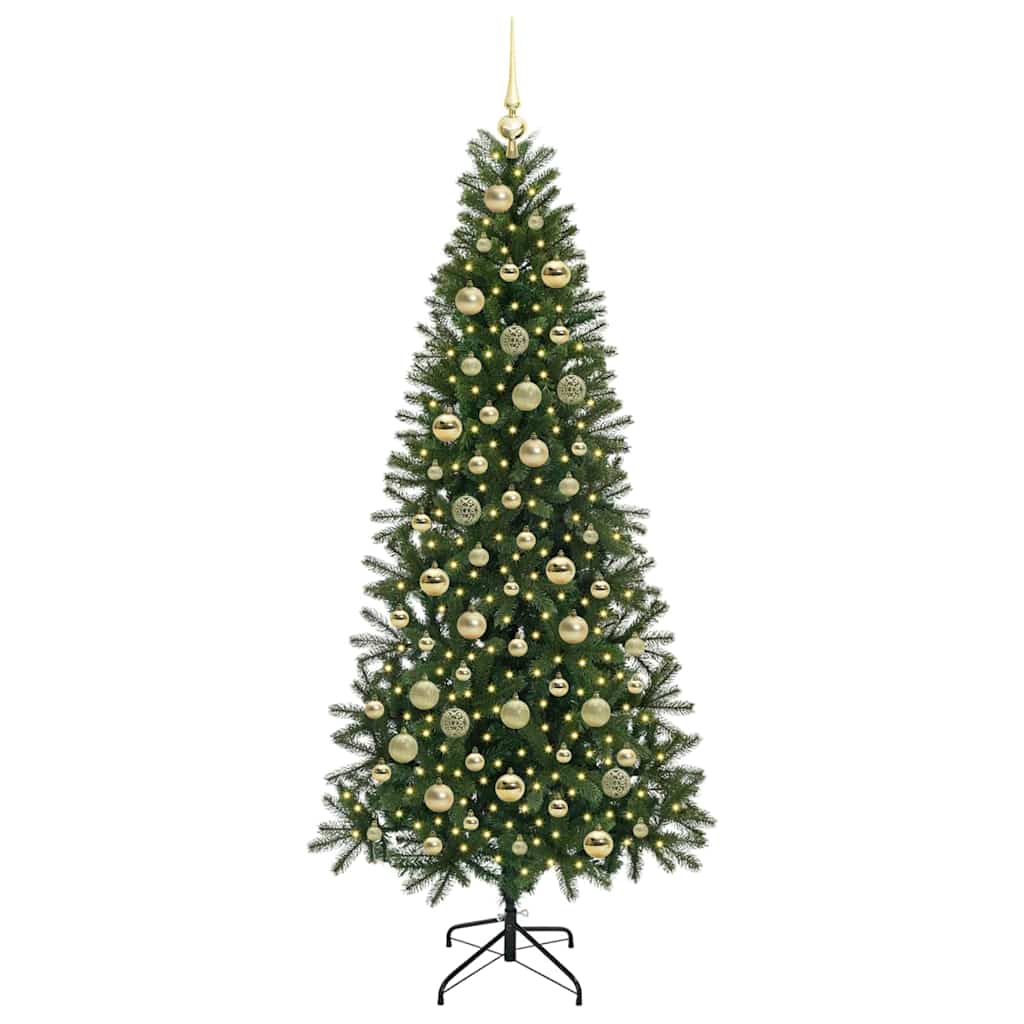 Kunstig juletre med 300 LED med stativ grønn 210 cm PE og PVC