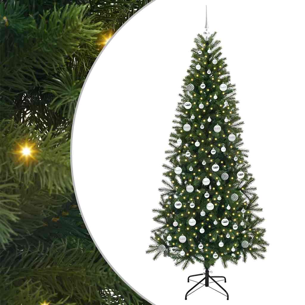 Kunstig juletre med 300 LED med stativ grønn 210 cm PE og PVC