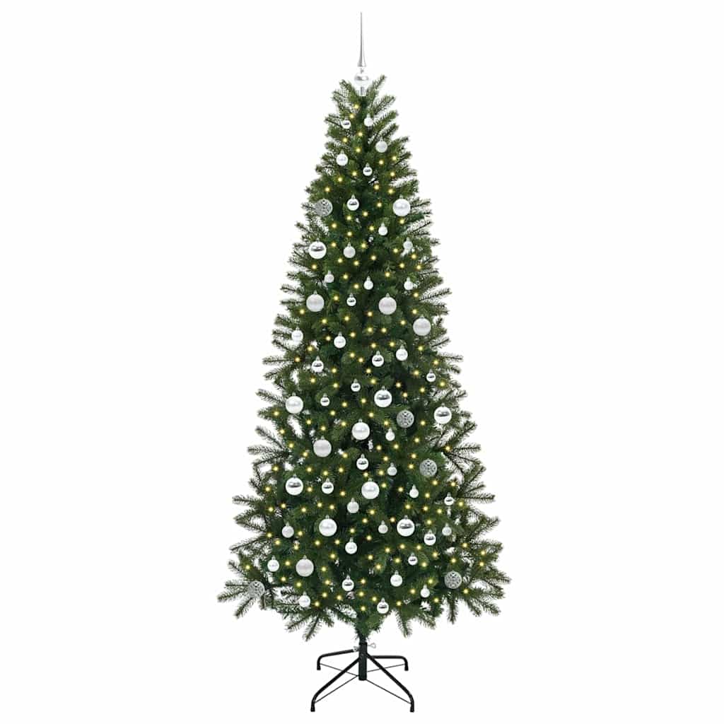 Kunstig juletre med 300 LED med stativ grønn 210 cm PE og PVC