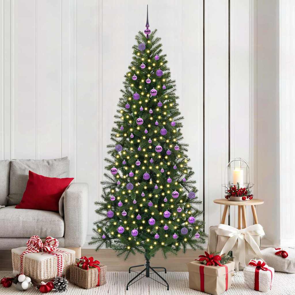 Kunstig juletre med 300 LED med stativ grønn 210 cm PE og PVC