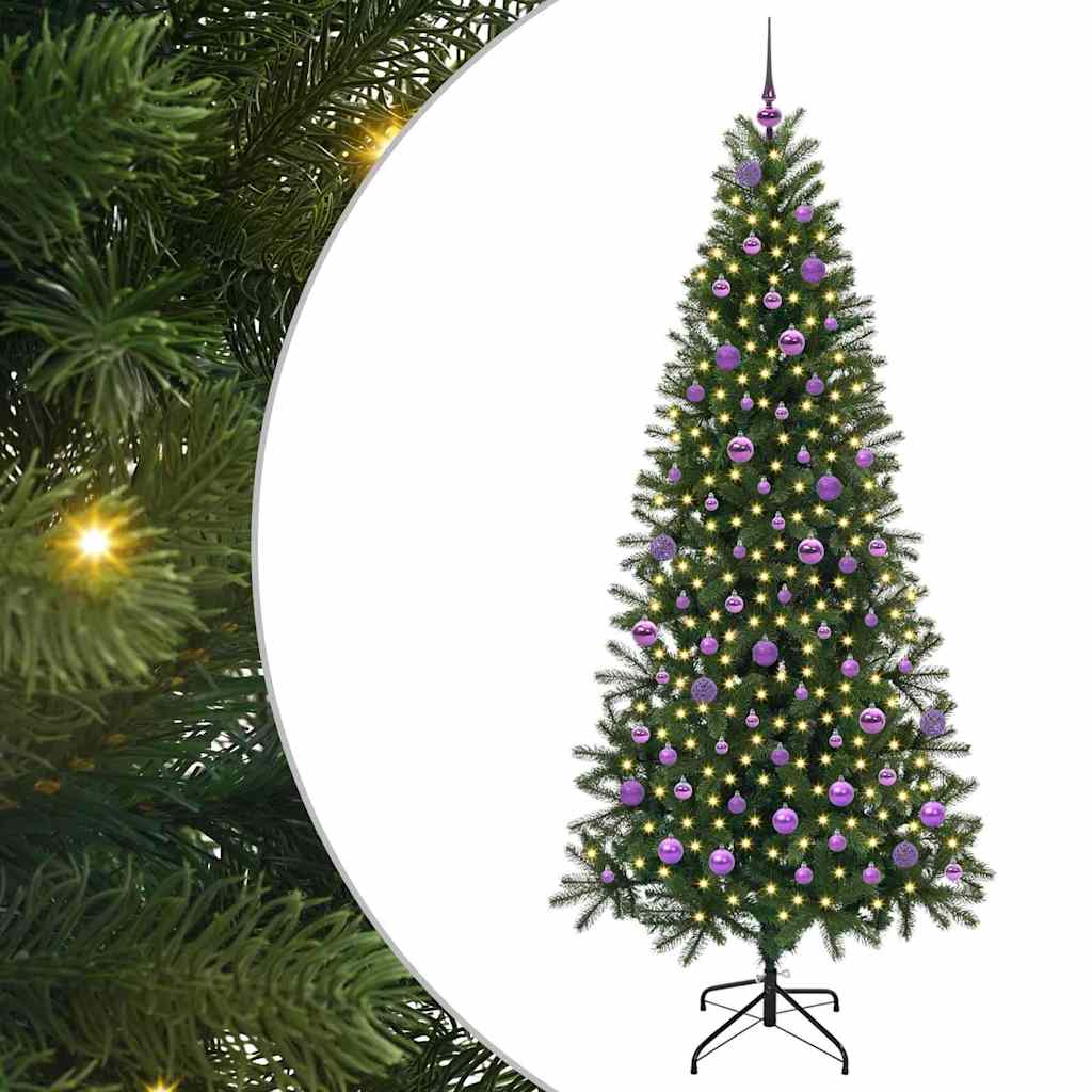 Kunstig juletre med 300 LED med stativ grønn 210 cm PE og PVC