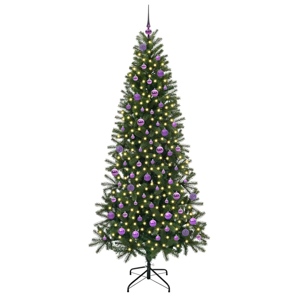 Kunstig juletre med 300 LED med stativ grønn 210 cm PE og PVC