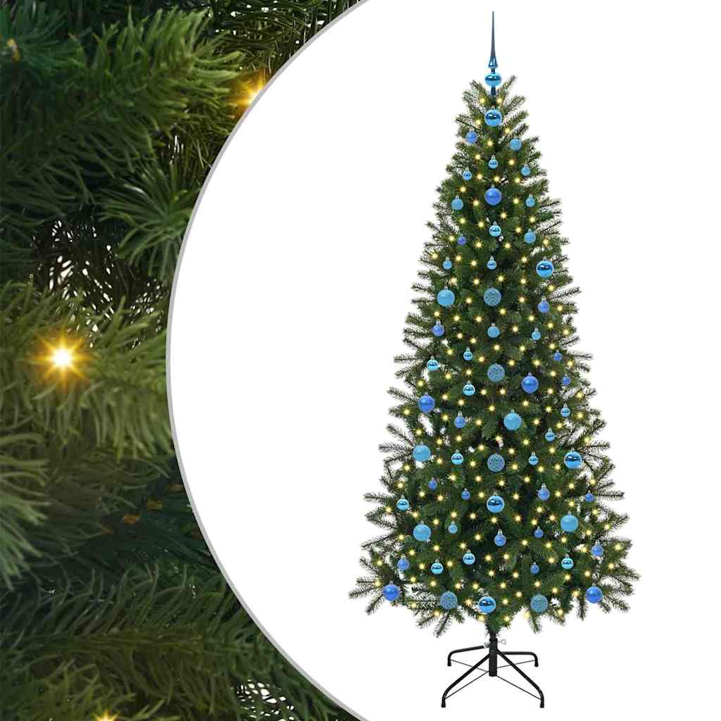 Kunstig juletre med 300 LED med stativ grønn 210 cm PE og PVC