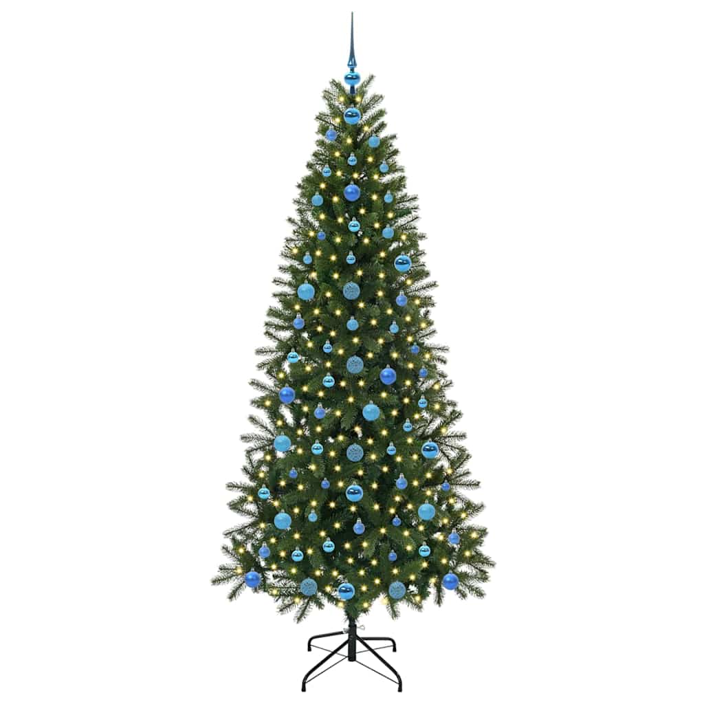 Kunstig juletre med 300 LED med stativ grønn 210 cm PE og PVC