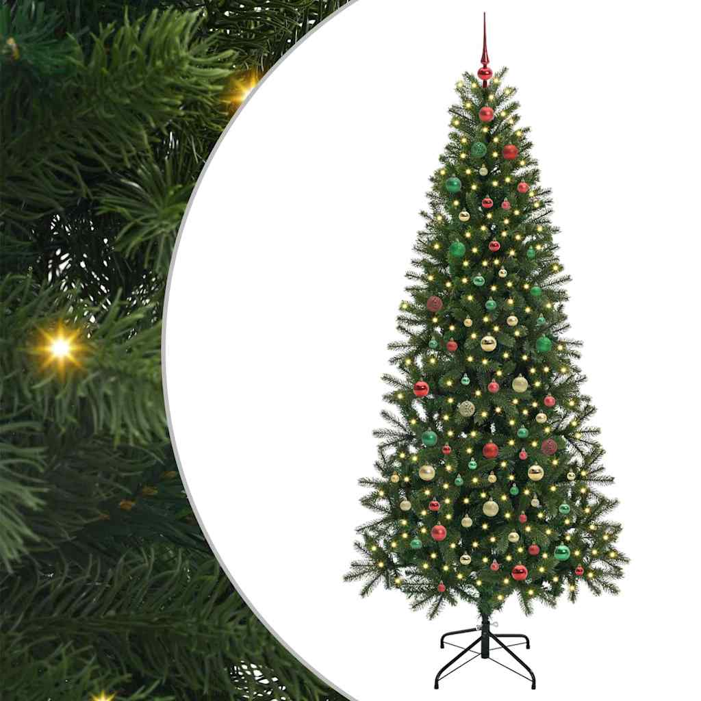 Kunstig juletre med 300 LED med stativ grønn 210 cm PE og PVC