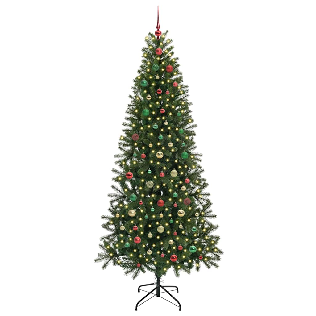 Kunstig juletre med 300 LED med stativ grønn 210 cm PE og PVC
