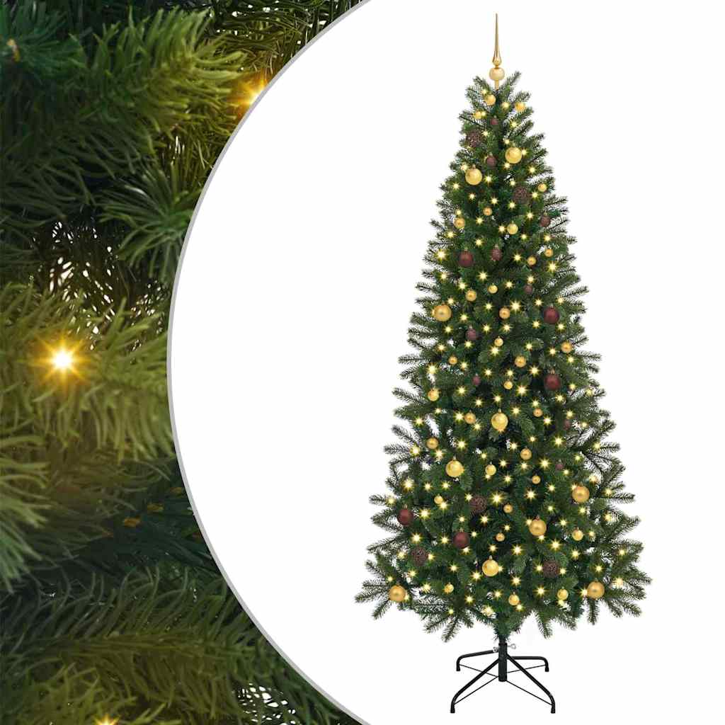 Kunstig juletre med 300 LED med stativ grønn 240 cm PE og PVC
