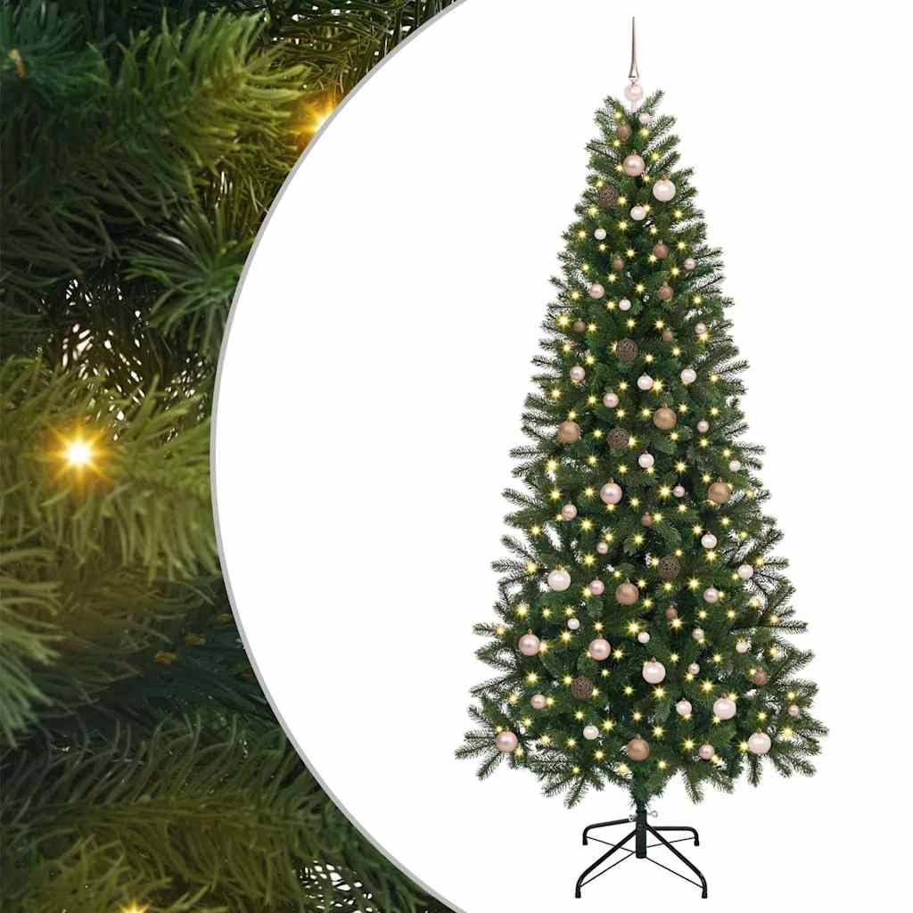 Kunstig juletre med 300 LED med stativ grønn 240 cm PE og PVC