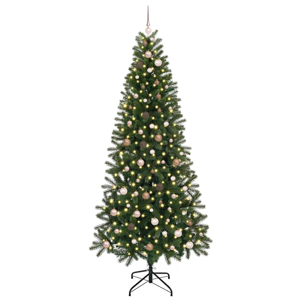 Kunstig juletre med 300 LED med stativ grønn 240 cm PE og PVC