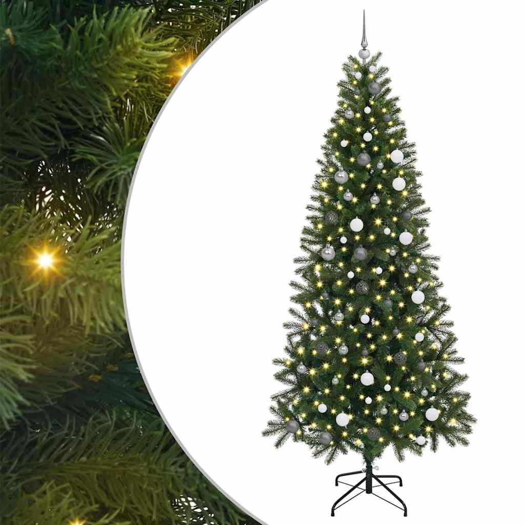 Kunstig juletre med 300 LED med stativ grønn 240 cm PE og PVC