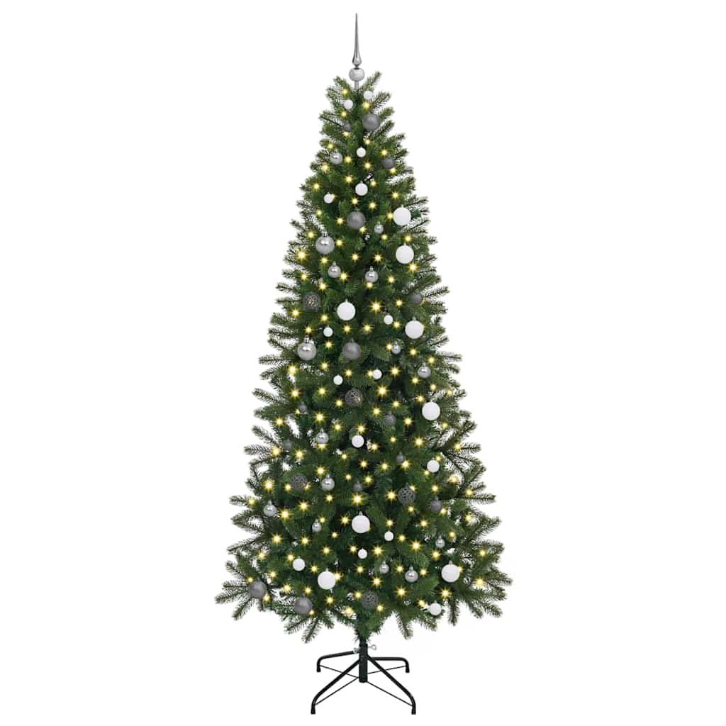 Kunstig juletre med 300 LED med stativ grønn 240 cm PE og PVC