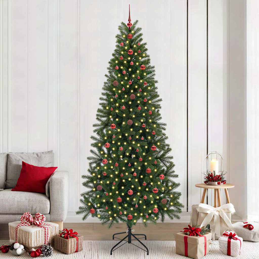 Kunstig juletre med 300 LED med stativ grønn 240 cm PE og PVC