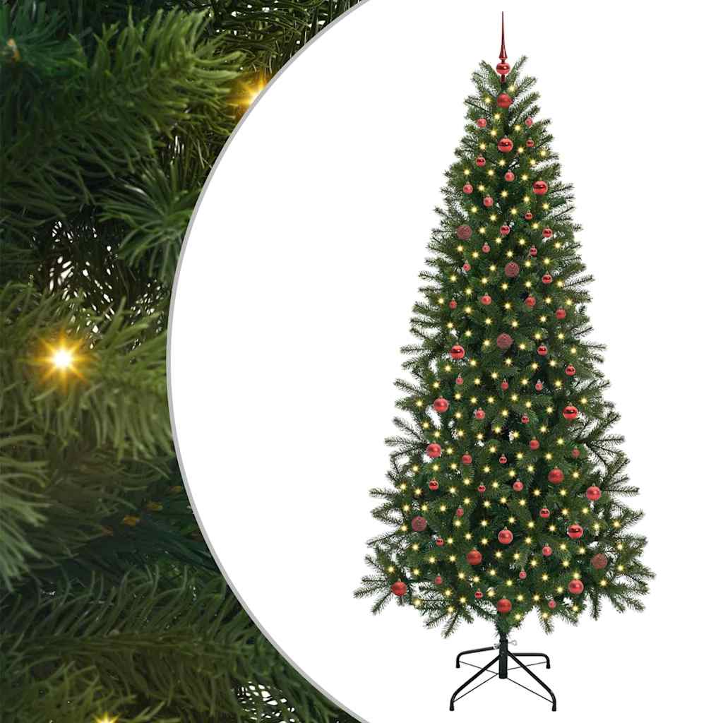 Kunstig juletre med 300 LED med stativ grønn 240 cm PE og PVC