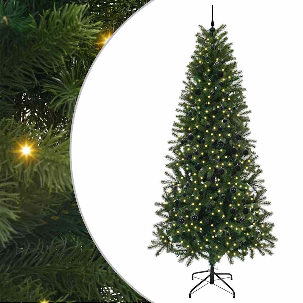 Kunstig juletre med 300 LED med stativ grønn 240 cm PE og PVC
