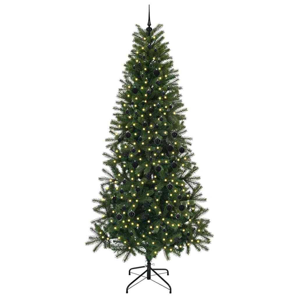 Kunstig juletre med 300 LED med stativ grønn 240 cm PE og PVC