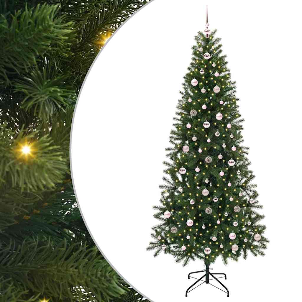 Kunstig juletre med 300 LED med stativ grønn 240 cm PE og PVC