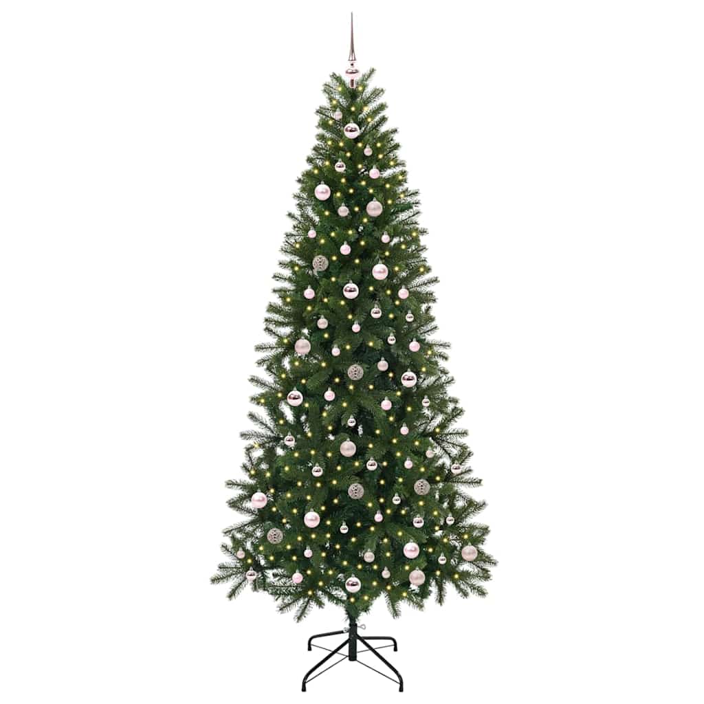 Kunstig juletre med 300 LED med stativ grønn 240 cm PE og PVC