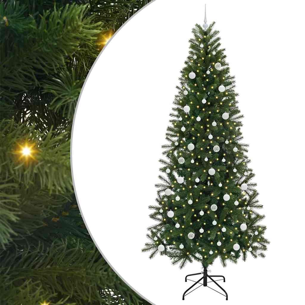 Kunstig juletre med 300 LED med stativ grønn 240 cm PE og PVC